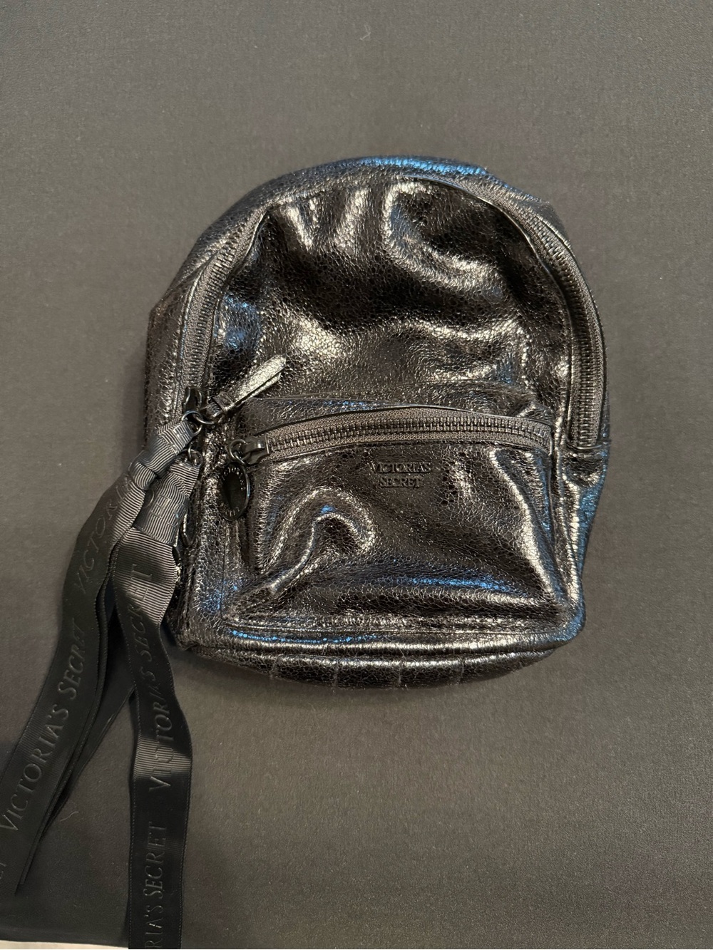 Victoria's Secret Black Shiny Mini Backpack